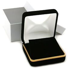 Black Velvet Necklace Pendant Gift Box With Brass Trim 2.75