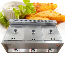 Commercial 3-pan Food Warmer Steam Buffet Countertop Gas Fryer Steam Table New