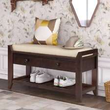 Wood Shoes Rack With Cushioned Seat And Drawers Entryway Storage Bench Us Stock