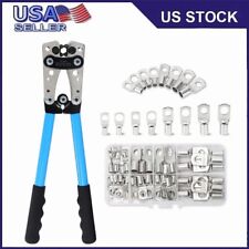 Battery Cable Lug Crimping Tool 10-1 Awg With 60pcs Copper Ring Terminals Usa