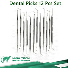 12pc Stainless Steel Dental Pick Set Tools Pick Scaler Teeth Cleaning Tooth