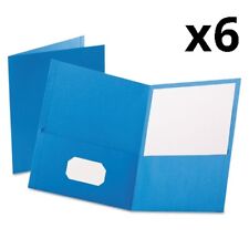 6 Twin-pocket Folder Embossed Leather Grain Paper Light Blue 25box