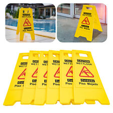 Caution Wet Floor- Folding Safety Sign Slippery Warning Bright 2 Sided 6pcs