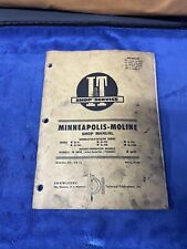 Minneapolis Moline Shop Manual Covering Seriess G Models Tractor