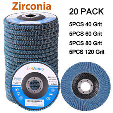 20pc 4.5 4-12x78 Zirconia Flap Disc 40 60 80 120 Grit Sanding Grinder Wheels