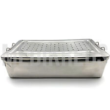 Stainless Steel Sterilization Tray W Perforated Lid 14 X 8 X 4 Or Grade