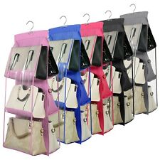 Handbag File Purse Organizer Rack Closet Display 6 Pocket Clear Storage Hanger