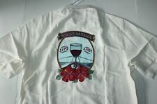 Tommy Bahama Camp Shirt Sips Ahoy Wine Embroidered Panelback White Medium M