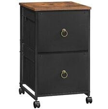 2 Drawer Mobile File Cabinet Rolling Printer Stand Black Rustic Brown