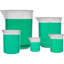 5 Pack Plastic Lab Beaker Set Measuring Cup 501002505001000 Ml White