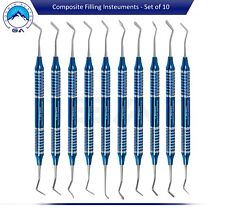 10 Pcs Dental Composite Filling Instrument Blue Titanium Coated Restorative Kit