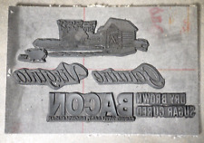 Vintage Printing Letterpress Rubber Block Cut Farm Bacon.  8 12 X 5 4034