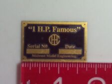 Model Ihc 1 H.p. Famous Engine Brass Name Plate Tag Nameplate