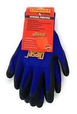12 Pair Diesel Blueblack Safety Gloves Latex Coated Grip Cut Resistant