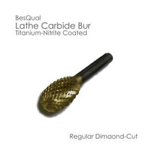 Dental Lab Titanium Coated Lathe Carbide Bur D-38 Egg Shape 14 Shank New