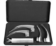 Mcintosh Laryngoscope Kit Of 4 Curved Blades 1 Battery Handle With Carrying Case