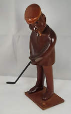 11.5 Romer Hand Carved Wood Golfer Sculpturefigure With Cigar Made In Italy