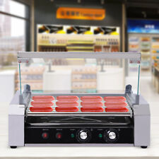 Commercial Electric 18 Hot Dog 7 Roller Grill Cooker Machine With Cover 50-300