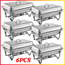 6 Pack Catering Stainless Steel Buffet Chafer Chafing Dish Sets 8 Qt Full Size