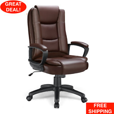 Heavy Duty Leather Office Rolling Computer Chair High Back Executive Desk Brown