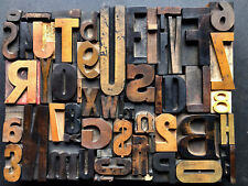 Antique Letterpress Printing Wood Type 57 Pieces Mix Full Alphabet Numbers 0-9