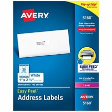Avery 5160 Address Labels 3000 Labels1 X 2-58 White 30sheet100 Sheetbox