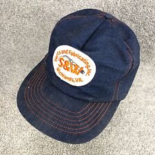 Vintage Trucker Hat Cap Usa Made Snapback Denim Blue Jean Welding Patch Foam Old