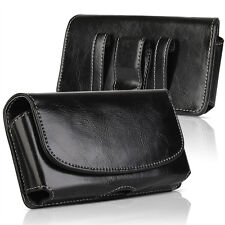 Horizontal Business Mens Leather Cell Phone Pouch Case Cover Belt Loop Holder