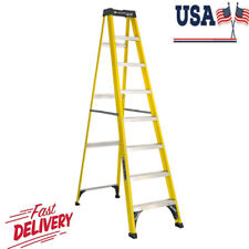 8-ft Fiberglass Step Ladder 12 Reach Foldable Step Stool 250 Lbs Load Capacity
