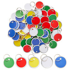 100 Pack Round Paper Key Tags With Metal Split Ring Label 5 Colors 1.2 In