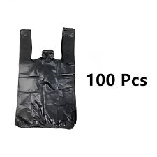 100-1000 Pc Small T-shirt Bag Black Plastic Carry Out For Shopping 15x 4x 8.5