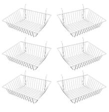 White Multi-fit Sloping Wire Basket For Slatwall Pegboard Or Gridwallset Of 6