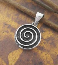 Small Spiral Swirl Coil Pendant Oxidized Sterling Silver 925 Wh095