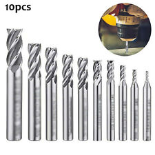 10pcs 4-flute End Mill Bits Hss Cnc Shank Drill Bits Cutter For Aluminum Steel