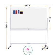 Rolling Whiteboard Double Sided 72 X 40 Large Mobile Dry Erase Board 360