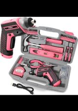 Hi-spec 35pc Pink Tool Kit With 3.6v Usb Electric Screwdriver And Drill Set