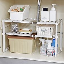 Under Sink Cabinet Organizer 2 Tier Expandable Storage Shelf For Kitchen 22lbs