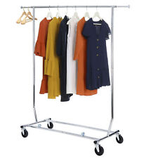 Rolling Garment Rack Collapsible Clothing Clothes Rack Hanging On Wheels Silver