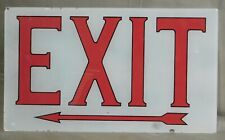Vintage Frosted Painted Glass Only Exit Sign 1950s Red Arrow Light Lamp Fixture