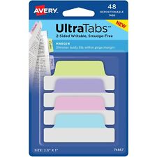Avery Tabs Repositionable 2-sided 2-12x1 48pk Ast Pastel 74867
