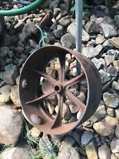 Antique Cast Iron Tractor Belt Pulley 17in W 7in 1.5in Hub Farm Implement