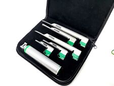 Set Of 5 Fiber Optic Miller Laryngoscope Blades 1 Medium Handle Intubaton Kit