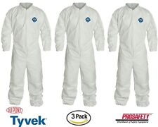 3 Pkg Dupont Ty125s Tyvek Disposable Coverall Protective Safety Bunny Spray Suit