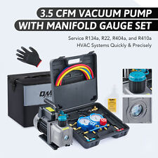 Omt Combo 35cfm 14hp Hvac Vacuum Pump Kit Ac Manifold Gauge Set W Case Bag