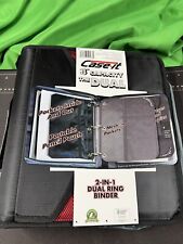 Case It Dual Ring Zipper Binder W Exterior Pocket Blackred 3 Capacity Handle
