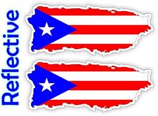 Reflective Puerto Rico Mini 1x2 Flags Hard Hat Stickers Helmet Decals Flag
