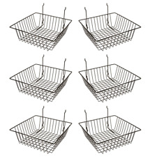 Multi Fit Black Small Wire Basket For Slatwall Grid Of Pegboard Commercial