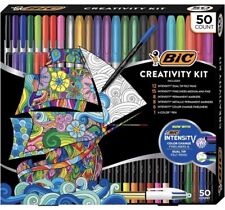 Bic Ultimate Creativity Kit 50 Markers Felt Tip Pens Set Dual Tip Color Change