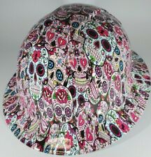 Vented New Full Brim Hard Hat Custom Hydro Dipped Pink Sugar Skulls