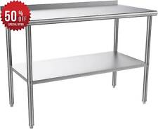 48 X 24 Stainless Steel Table For Prep Work With Backsplash For Kitchen